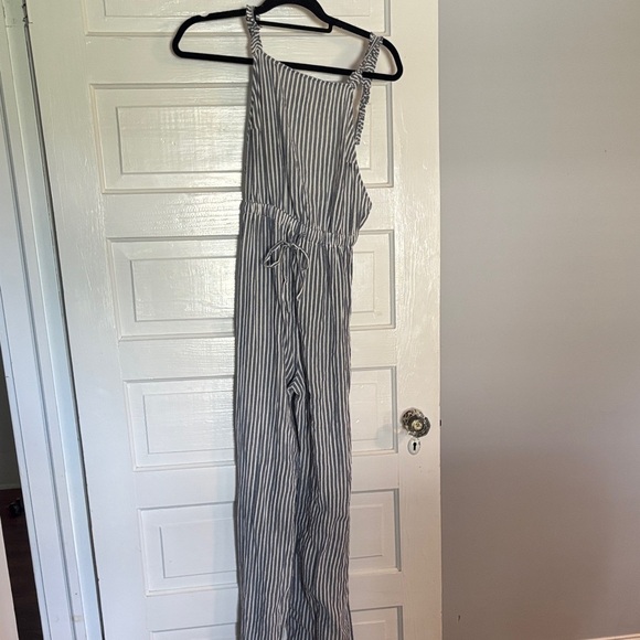 Roxy Striped Jumpsuit Overalls with Adjustable Straps - Picture 1 of 6